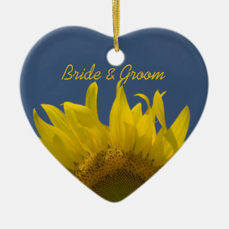 Sunflower Rising Wedding Ceramic Ornament