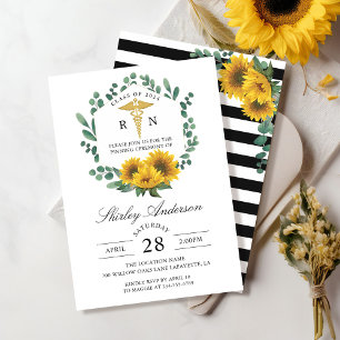 Sunflower RN Nursing Graduation Pinning Ceremony Invitation