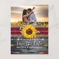 Sunflower Rose Burgundy Lace Rustic Save the Date