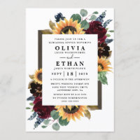 Sunflower Rose Burgundy Navy Blue Rehearsal Dinner