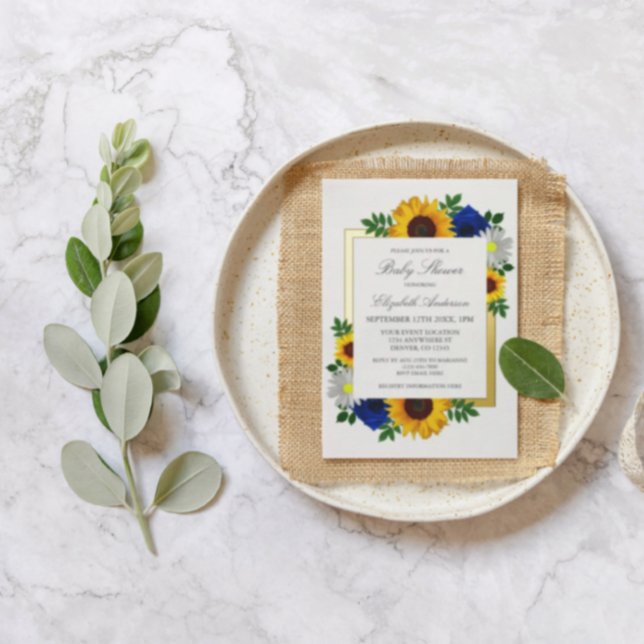 Sunflower Rose Daisy Autumn Floral Baby Shower Foil Invitation (Creator Uploaded)