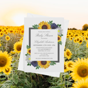 Sunflower Rose Daisy Autumn Floral Baby Shower Invitation