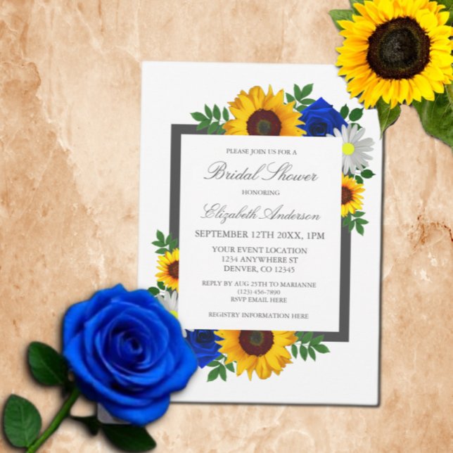Sunflower Rose Daisy Autumn Floral Bridal Shower Invitation (Creator Uploaded)
