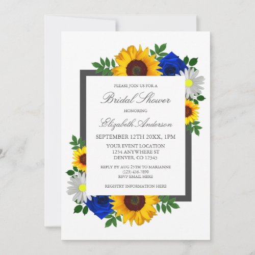 Sunflower Rose Daisy Autumn Floral Bridal Shower Invitation