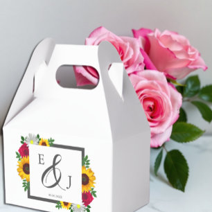 Sunflower Rose Daisy Autumn Floral Wedding Favor Boxes