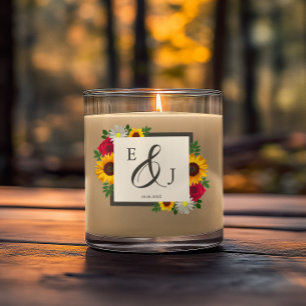 Sunflower Rose Daisy Autumn Floral Wedding Scented Candle