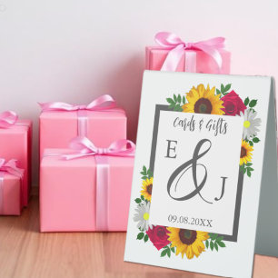 Sunflower Rose Daisy Autumn Floral Wedding Table Tent