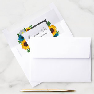 Sunflower Rose Daisy Floral Wedding Envelope Liner