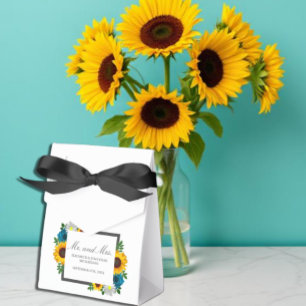 Sunflower Rose Daisy Floral Wedding Favor Boxes