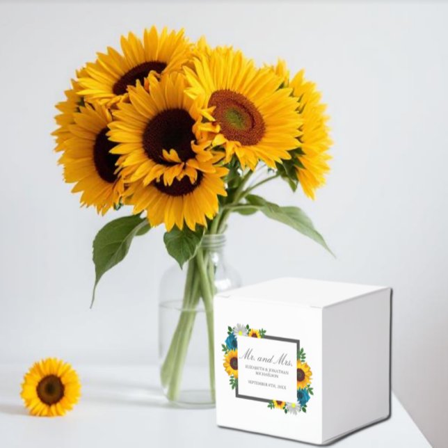 Sunflower Rose Daisy Floral Wedding Favor Boxes (Creator Uploaded)