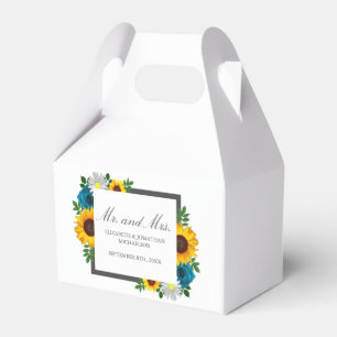 Sunflower Rose Daisy Floral Wedding Favor Boxes