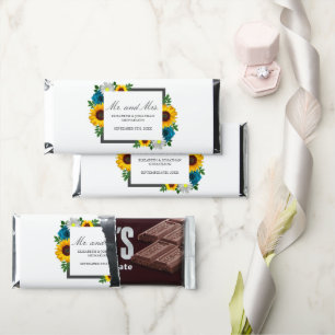 Sunflower Rose Daisy Floral Wedding Hershey Bar Favors