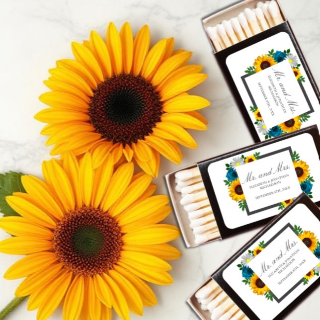 Sunflower Rose Daisy Floral Wedding Matchboxes (Creator Uploaded)