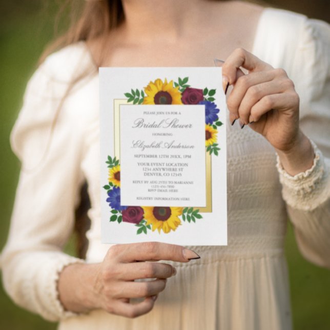 Sunflower Rose Floral Bridal Shower Foil Invitation (Creator Uploaded)