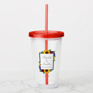 Sunflower Rose Floral Wedding Acrylic Tumbler