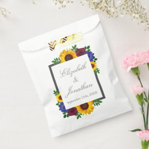 Sunflower Rose Floral Wedding Favor Bag