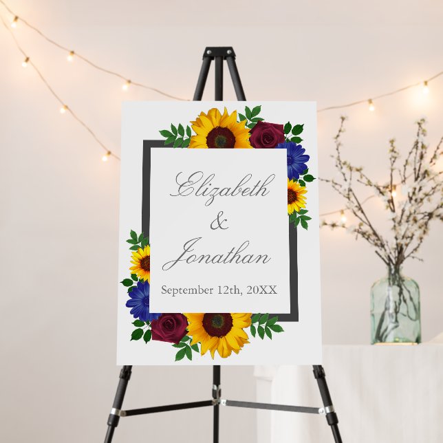 Sunflower Rose Floral Wedding Foam Board (In Situ (Stand))