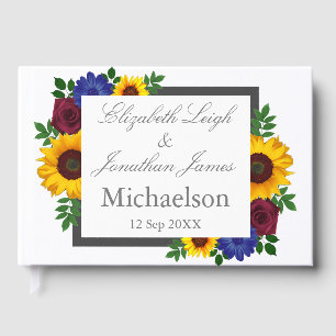 Sunflower Rose Floral Wedding Guest Book