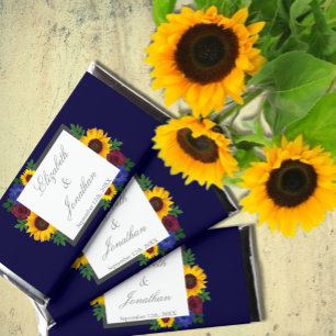 Sunflower Rose Floral Wedding Hershey Bar Favors