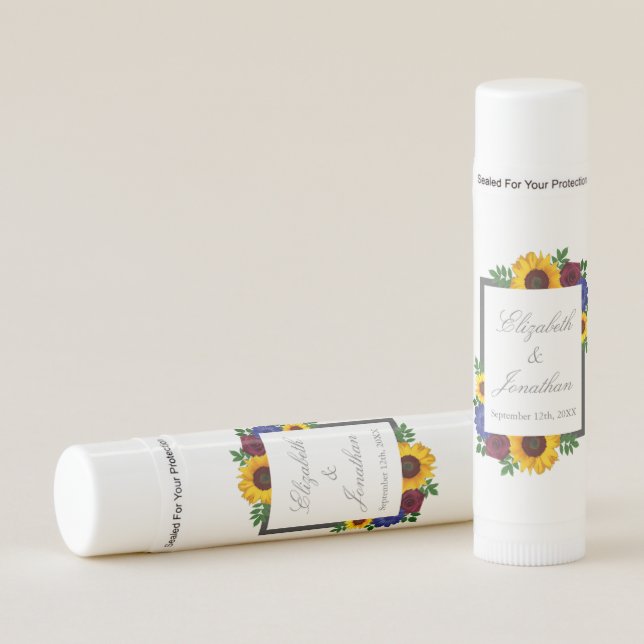 Sunflower Rose Floral Wedding Lip Balm (Front)