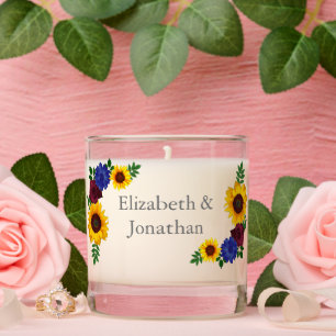 Sunflower Rose Floral Wedding Place Card Scented Candle