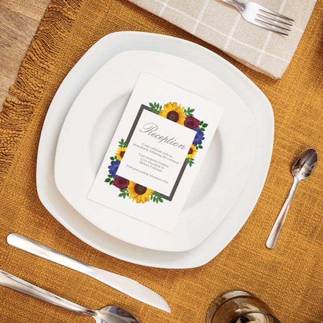 Sunflower Rose Floral Wedding Reception Card (Creator Uploaded)