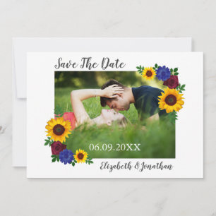 Sunflower Rose Floral Wedding Save The Date