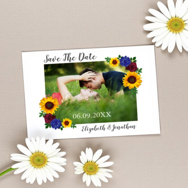 Sunflower Rose Floral Wedding Save The Date (Creator Uploaded)