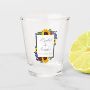 Sunflower Rose Floral Wedding Shot Glass