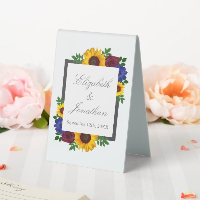 Sunflower Rose Floral Wedding Table Tent (In SItu (Wedding))