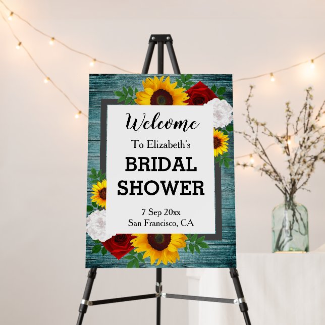 Sunflower Rose Peonies Autumn Floral Bridal Shower Foam Board (In Situ (Stand))