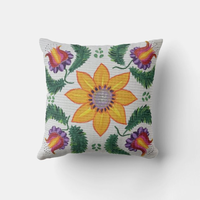 Sunflower Rose  Throw Pillow (Back)