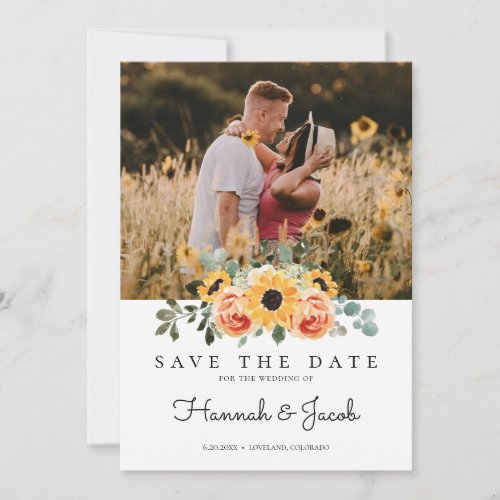 Sunflower Roses Fall Wedding Save The Date