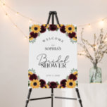 Sunflower Roses Rustic Bridal Shower Welcome Sign<br><div class="desc">This sunflower and burgundy roses rustic bridal shower welcome sign is perfect for a spring or summer garden wedding shower. This collection features watercolor roses with sage eucalyptus greenery. Coordinating welcome signs compliment your bridal shower décor. Make this sign your own by including your name and the shower date.</div>