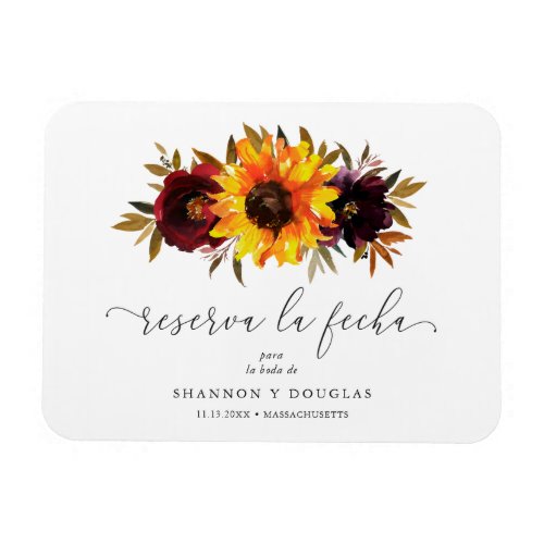 Sunflower Roses Rustic Fall Spanish Save the Date Magnet