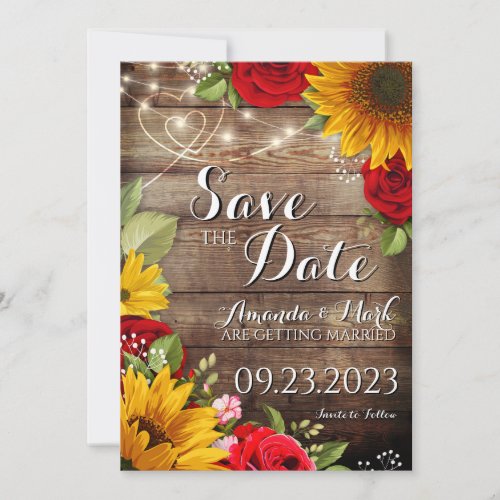 Sunflower  Roses Save the Date Card