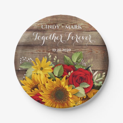 Sunflower  Roses Wedding Party Plates