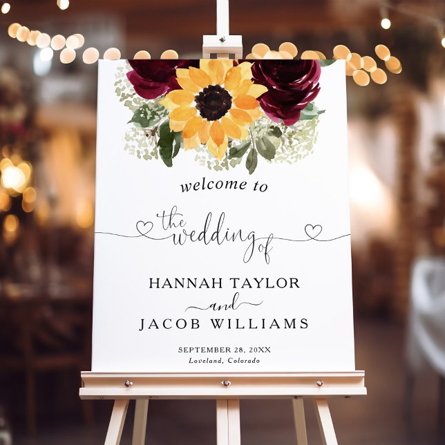 Sunflower Roses Wedding Welcome Sign (Creator Uploaded)