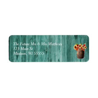 Sunflower & Roses Whiskey Barrel Address Label