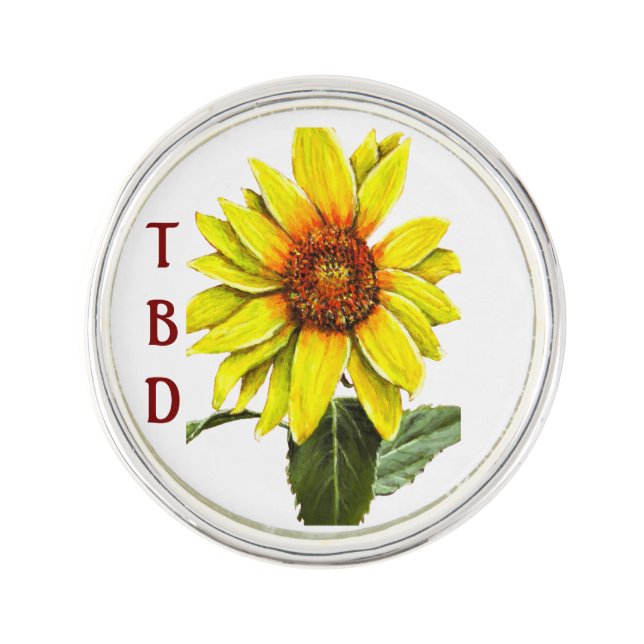 Sunflower Round Lapel Pin (Front)