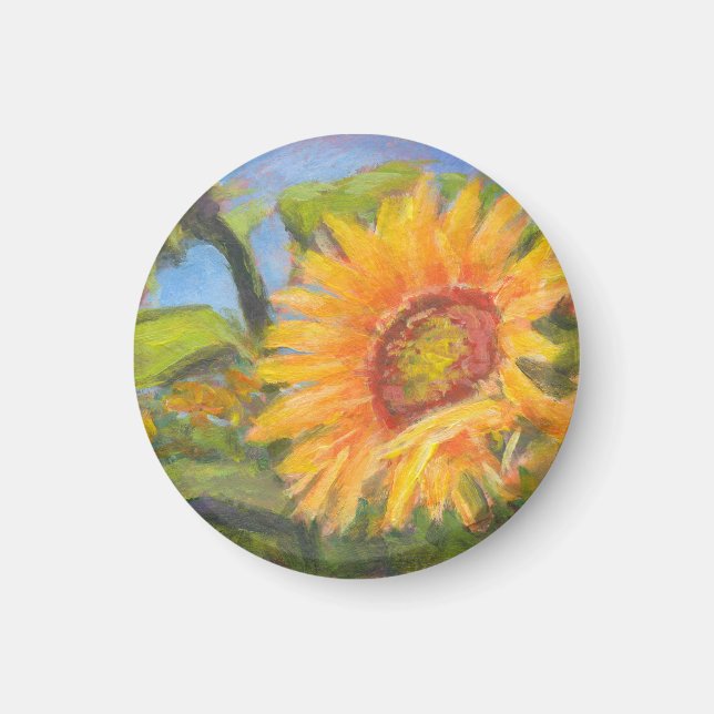 Sunflower Round Magnet (Front)
