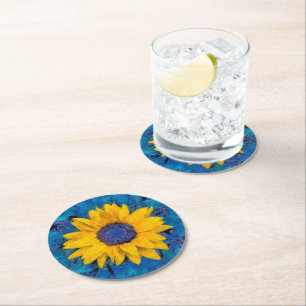 Sunflower Round Paper Coaster
