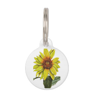 Sunflower Round Pet Tag - Optional Personalization