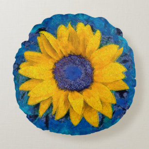 round sunflower pillow