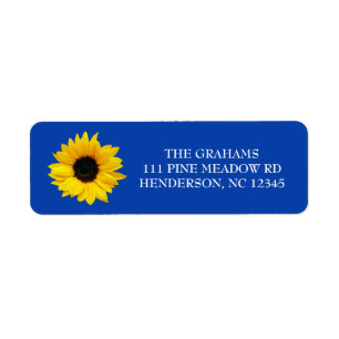 Sunflower Royal Blue Return Address Label
