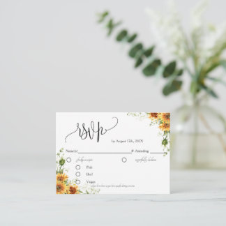 Sunflower RSVP Card Enclosure Card