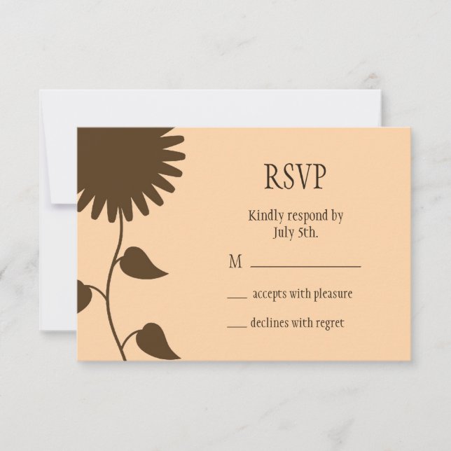 Sunflower RSVP on Peach Card (Front)