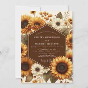 Sunflower Rustic Autumn Wedding Invitation