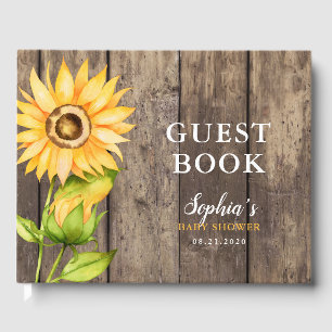 Sunflower Rustic Baby Shower Guest Book