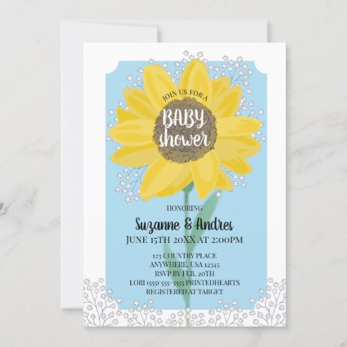 Sunflower  Rustic  Baby Shower Invitations